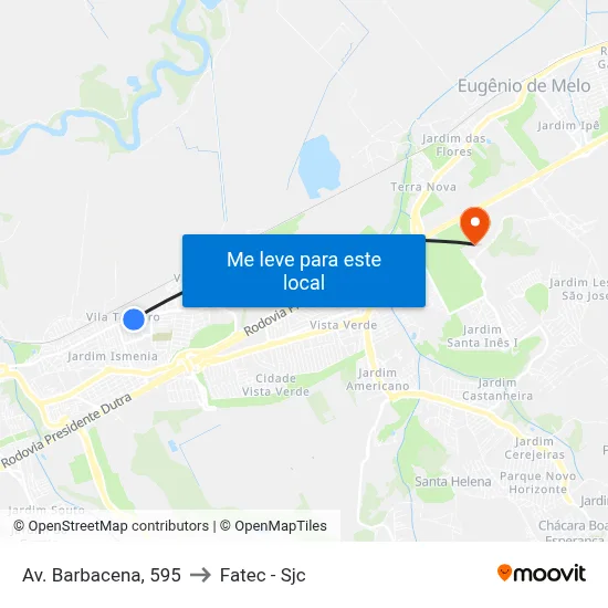 Av. Barbacena, 595 to Fatec - Sjc map