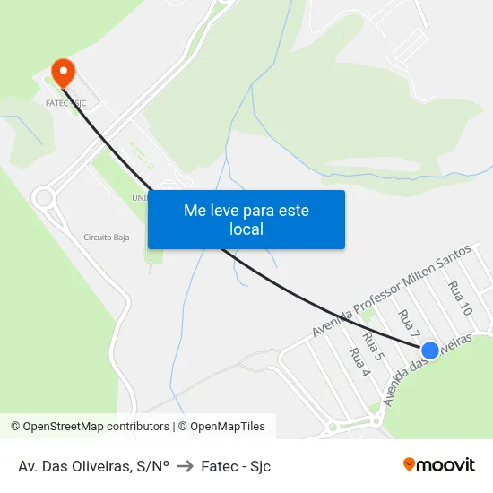 Av. Das Oliveiras, S/Nº to Fatec - Sjc map