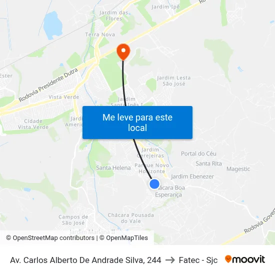 Av. Carlos Alberto De Andrade Silva, 244 to Fatec - Sjc map