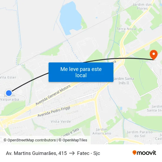 Av. Martins Guimarães, 415 to Fatec - Sjc map