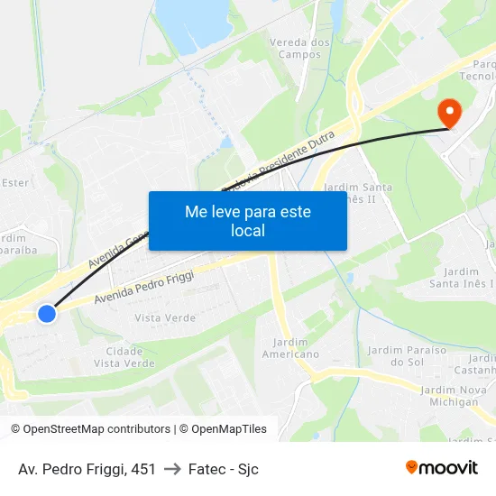 Av. Pedro Friggi, 451 to Fatec - Sjc map