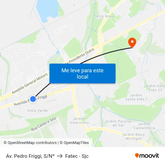Av. Pedro Friggi, S/Nº to Fatec - Sjc map