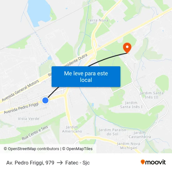 Av. Pedro Friggi, 979 to Fatec - Sjc map