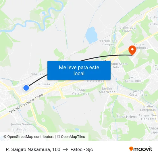 R. Saigiro Nakamura, 100 to Fatec - Sjc map