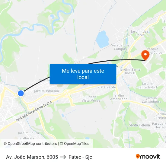 Av. João Marson, 6005 to Fatec - Sjc map