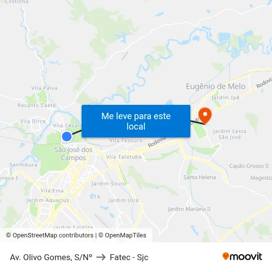 Av. Olivo Gomes, S/Nº to Fatec - Sjc map