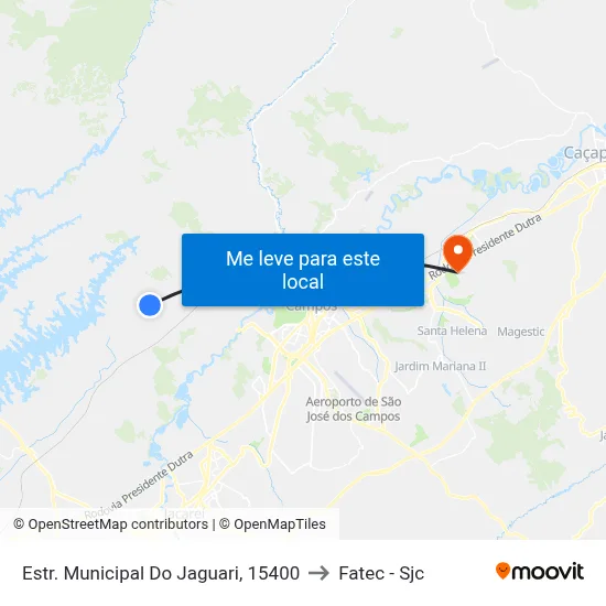 Estr. Municipal Do Jaguari, 15400 to Fatec - Sjc map