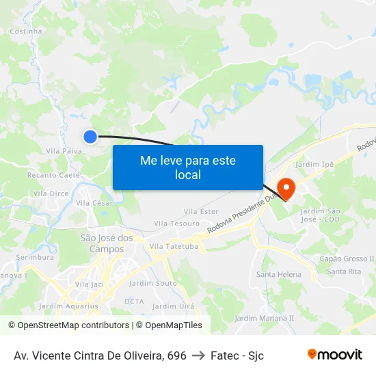 Av. Vicente Cintra De Oliveira, 696 to Fatec - Sjc map