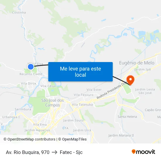 Av. Rio Buquira, 970 to Fatec - Sjc map