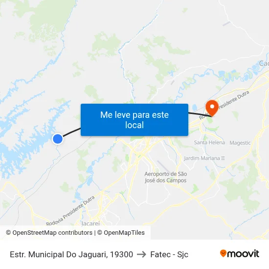 Estr. Municipal Do Jaguari, 19300 to Fatec - Sjc map