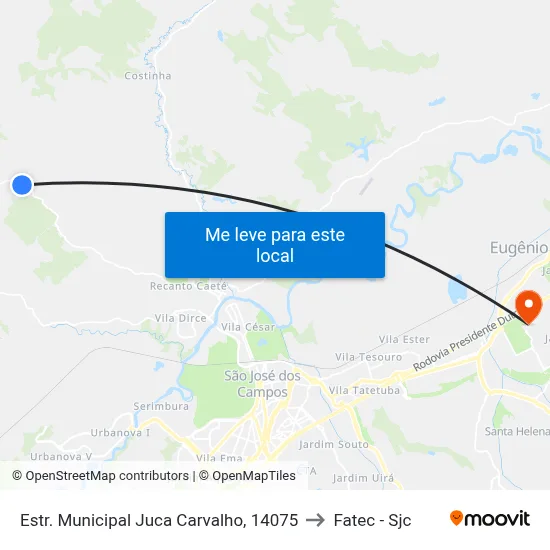Estr. Municipal Juca Carvalho, 14075 to Fatec - Sjc map