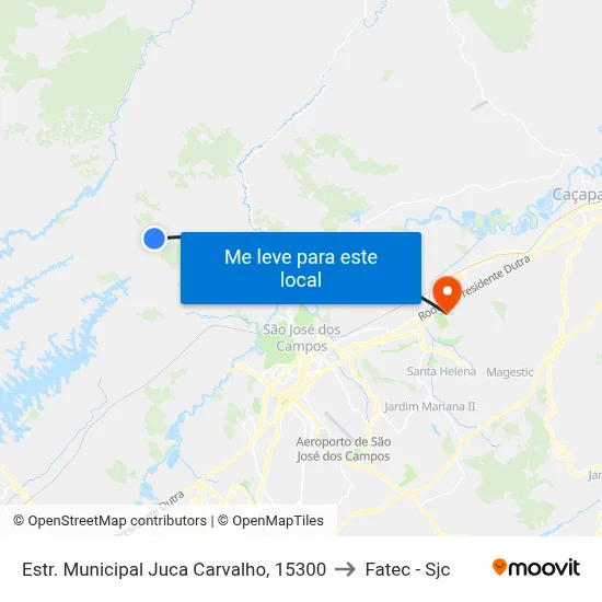 Estr. Municipal Juca Carvalho, 15300 to Fatec - Sjc map