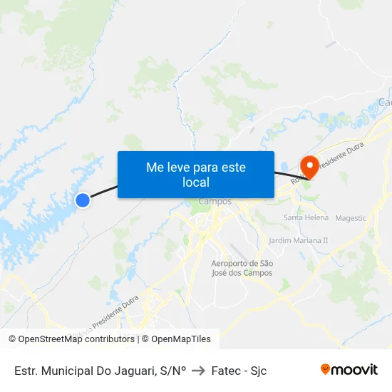 Estr. Municipal Do Jaguari, S/Nº to Fatec - Sjc map