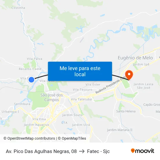 Av. Pico Das Agulhas Negras, 08 to Fatec - Sjc map