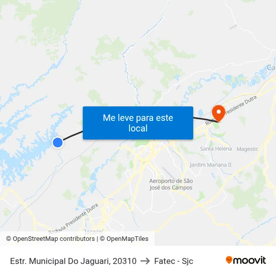 Estr. Municipal Do Jaguari, 20310 to Fatec - Sjc map