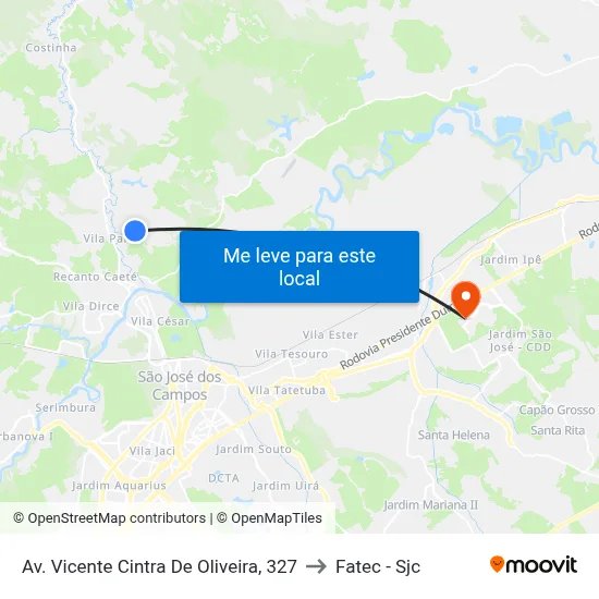 Av. Vicente Cintra De Oliveira, 327 to Fatec - Sjc map