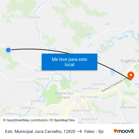 Estr. Municipal Juca Carvalho, 12820 to Fatec - Sjc map