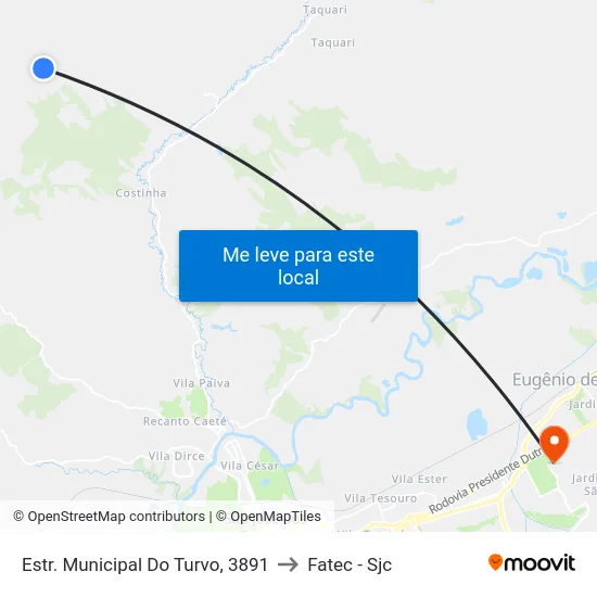 Estr. Municipal Do Turvo, 3891 to Fatec - Sjc map