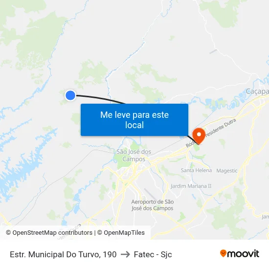 Estr. Municipal Do Turvo, 190 to Fatec - Sjc map