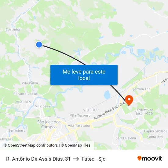 R. Antônio De Assis Dias, 31 to Fatec - Sjc map