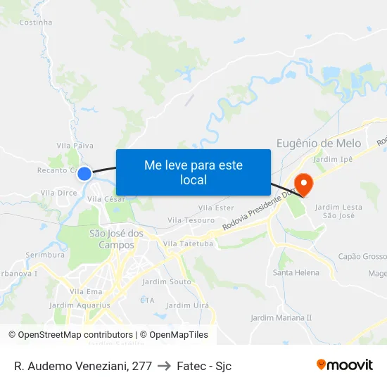 R. Audemo Veneziani, 277 to Fatec - Sjc map