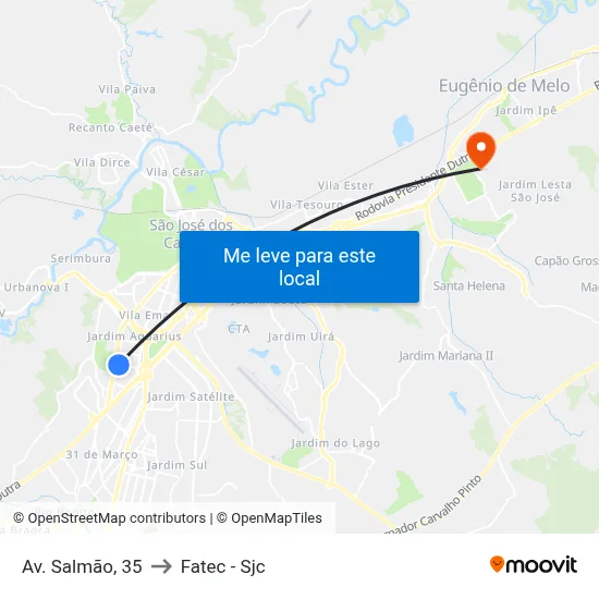 Av. Salmão, 35 to Fatec - Sjc map