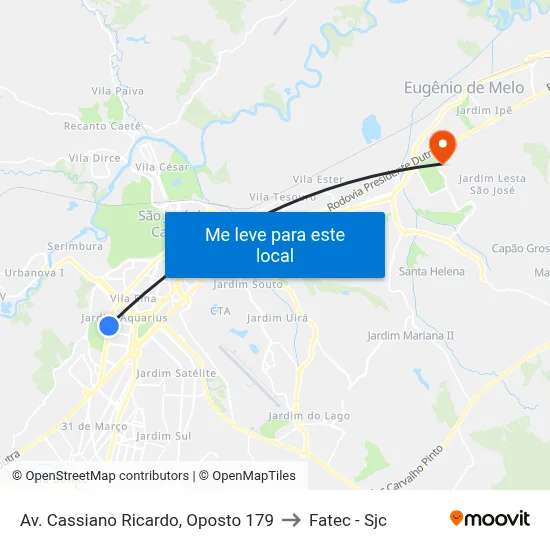 Av. Cassiano Ricardo, Oposto 179 to Fatec - Sjc map