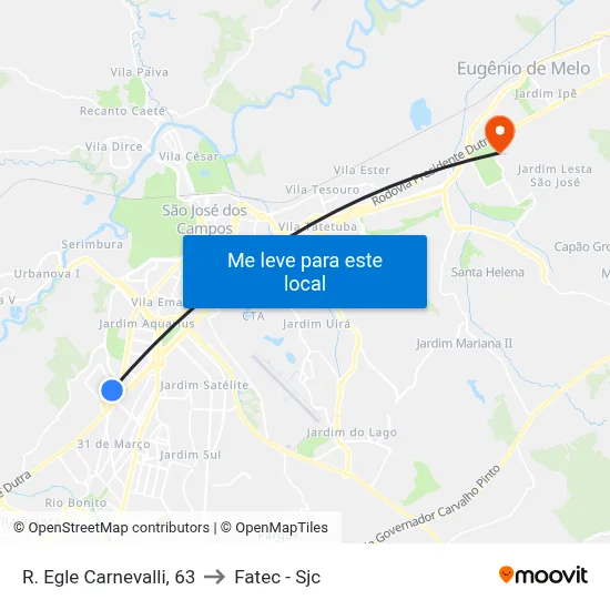 R. Egle Carnevalli, 63 to Fatec - Sjc map