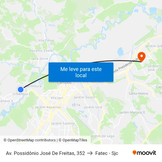 Av. Possidônio José De Freitas, 352 to Fatec - Sjc map