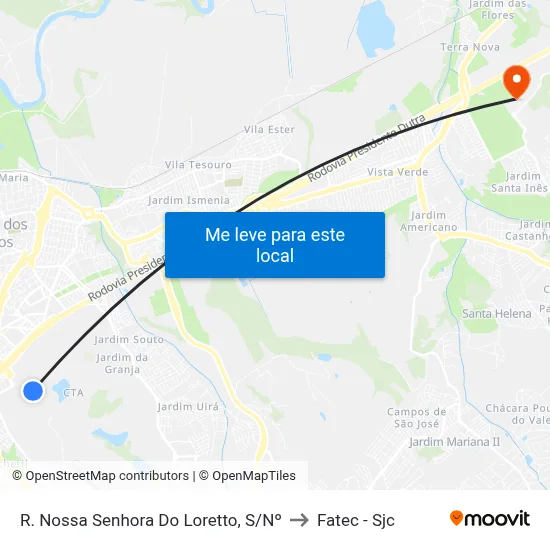 R. Nossa Senhora Do Loretto, S/Nº to Fatec - Sjc map