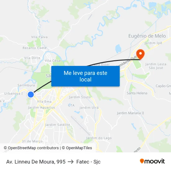 Av. Linneu De Moura, 995 to Fatec - Sjc map
