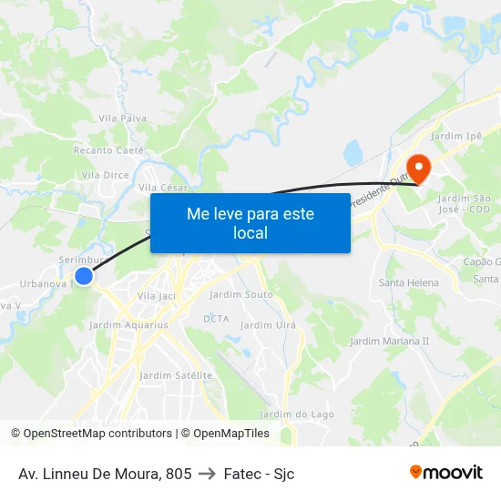 Av. Linneu De Moura,  805 to Fatec - Sjc map
