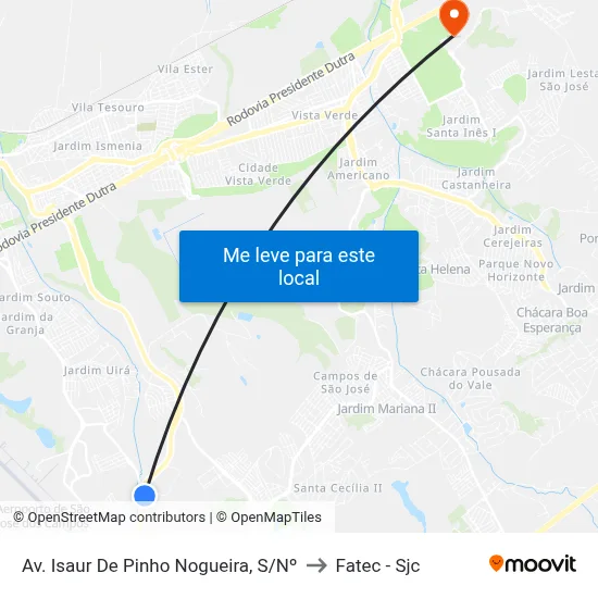 Av. Isaur De Pinho Nogueira, S/Nº to Fatec - Sjc map