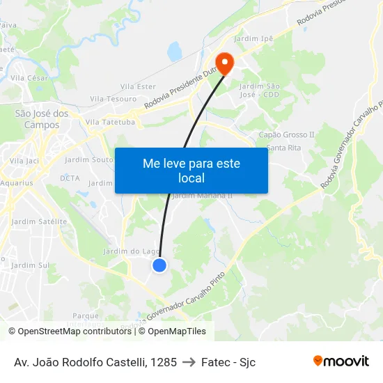 Av. João Rodolfo Castelli, 1285 to Fatec - Sjc map