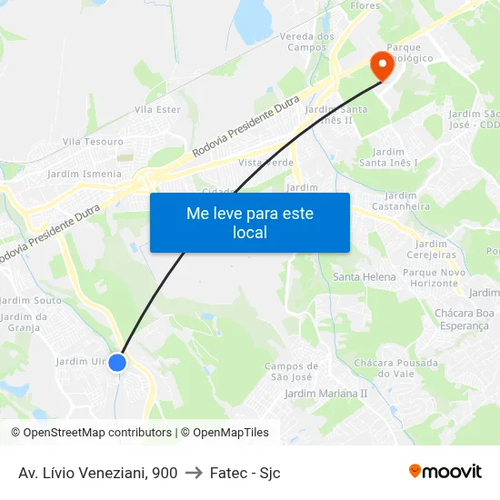 Av. Lívio Veneziani, 900 to Fatec - Sjc map