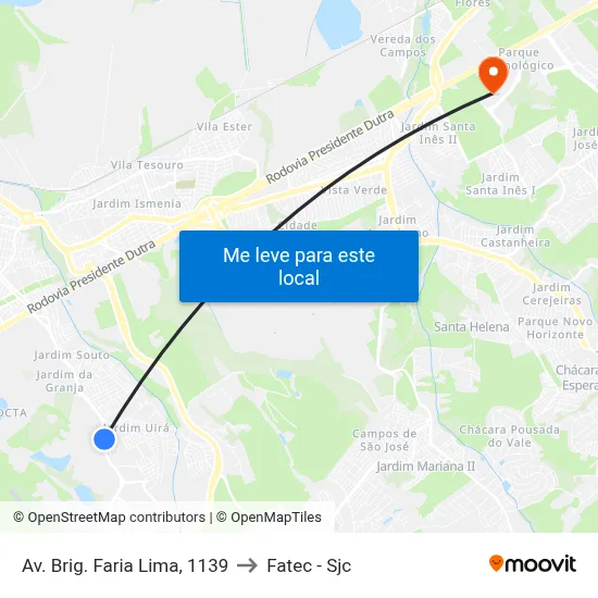 Av. Brig. Faria Lima, 1139 to Fatec - Sjc map
