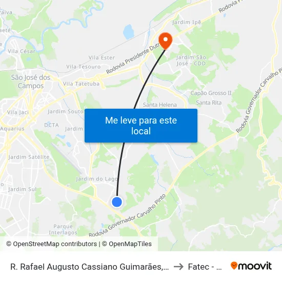 R. Rafael Augusto Cassiano Guimarães, 82 to Fatec - Sjc map