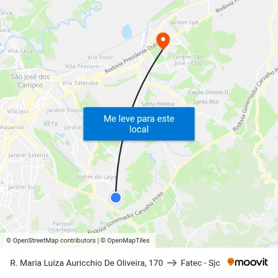 R. Maria Luiza Auricchio De Oliveira, 170 to Fatec - Sjc map