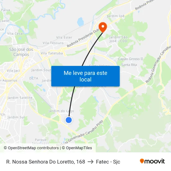 R. Nossa Senhora Do Loretto, 168 to Fatec - Sjc map