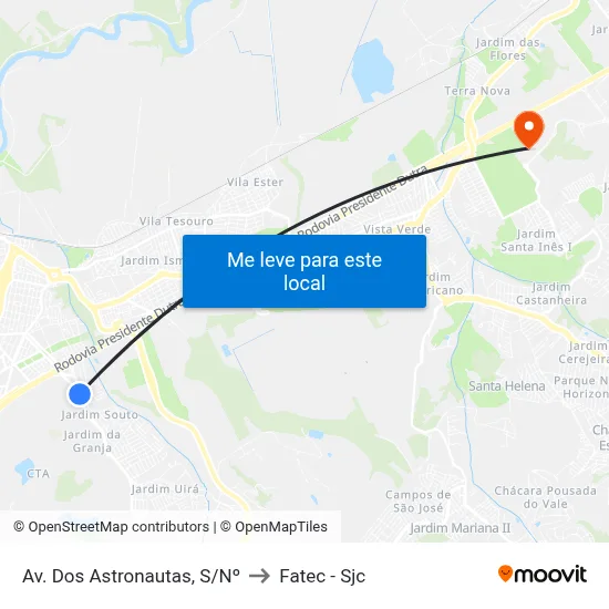 Av. Dos Astronautas, S/Nº to Fatec - Sjc map