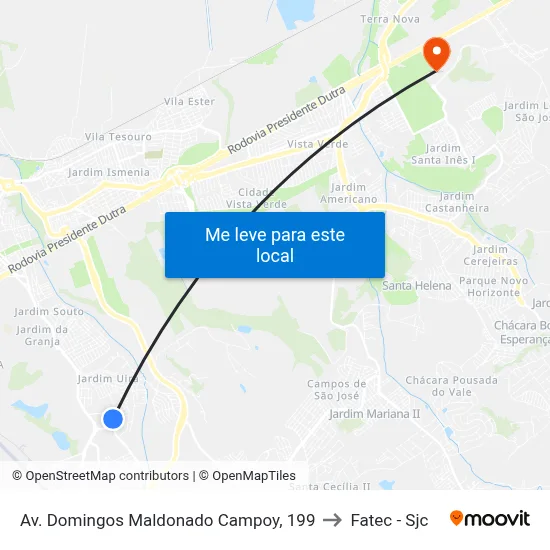 Av. Domingos Maldonado Campoy, 199 to Fatec - Sjc map