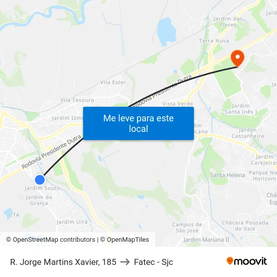 R. Jorge Martins Xavier, 185 to Fatec - Sjc map