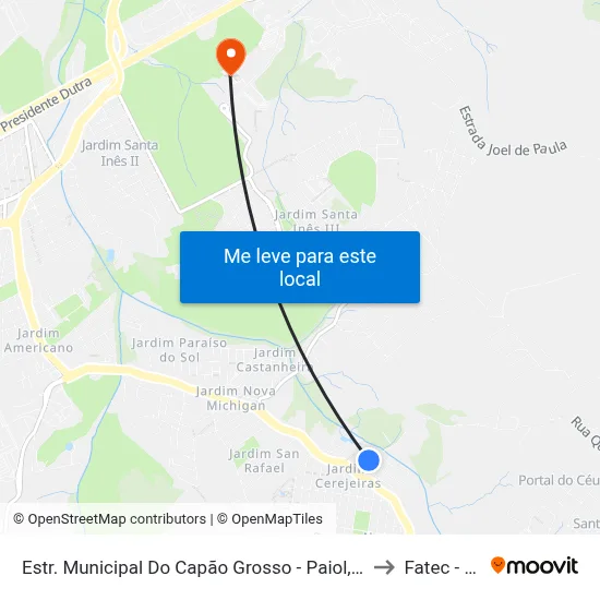 Estr. Municipal Do Capão Grosso - Paiol, 1558 to Fatec - Sjc map