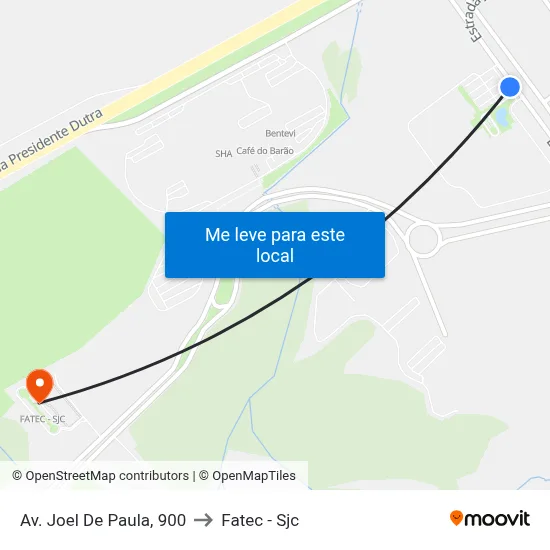 Av. Joel De Paula, 900 to Fatec - Sjc map
