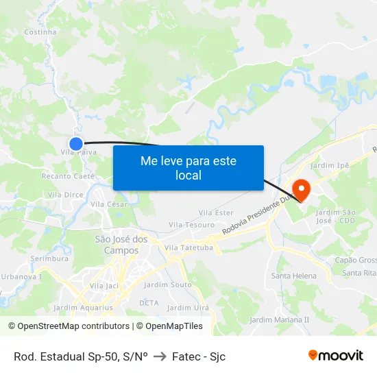 Rod. Estadual Sp-50, S/Nº to Fatec - Sjc map