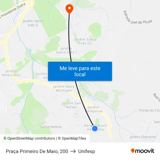 Praça Primeiro De Maio, 200 to Unifesp map