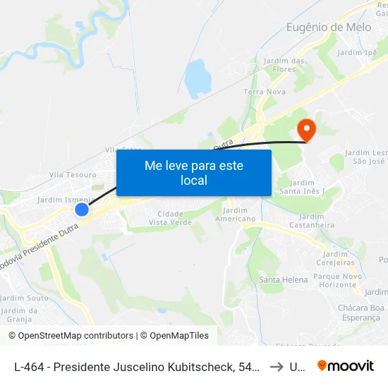 L-464 - Presidente Juscelino Kubitscheck, 5412 - Vila Tatetuba, São José Dos Campos to Unifesp map