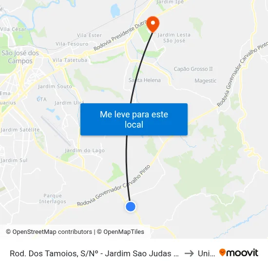 Rod. Dos Tamoios, S/Nº - Jardim Sao Judas Tadeu, São José Dos Campos to Unifesp map