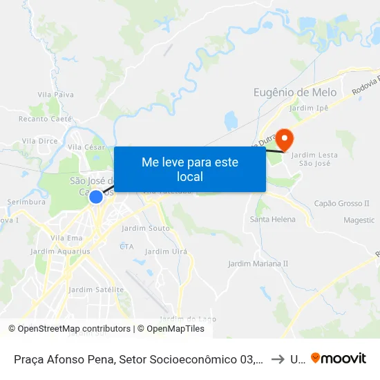 Praça Afonso Pena, Setor Socioeconômico 03, São José Dos Campos - São Paulo, 12210, Brasil - Centro, São José Dos Campos to Unifesp map