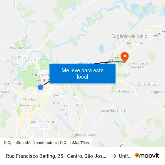 Rua Francisco Berling, 25 - Centro, São José Dos Campos to Unifesp map